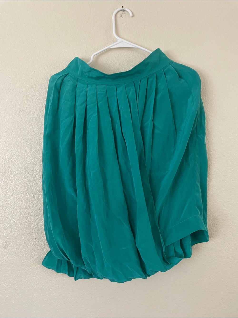 Plenty by Tracy Reese 100% Silk Teal Pleated Circle Skirt